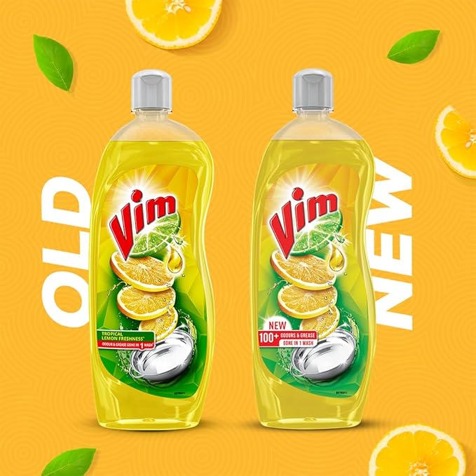 Vim Dishwash Liquid Gel Lemon | Tough Grease Remover | Refreshing Lemon Fragrance | 750ml