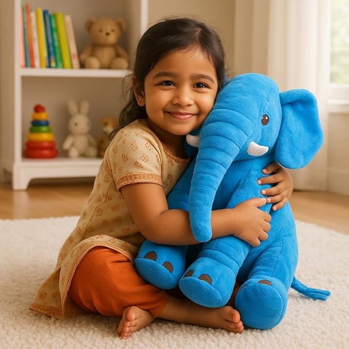 Big Elephant Stuffed Animal Soft Toys, Pillow Toy, Boy's and Girl's Room Decor, Birthday Gifts for Kids -Blue (50cm)