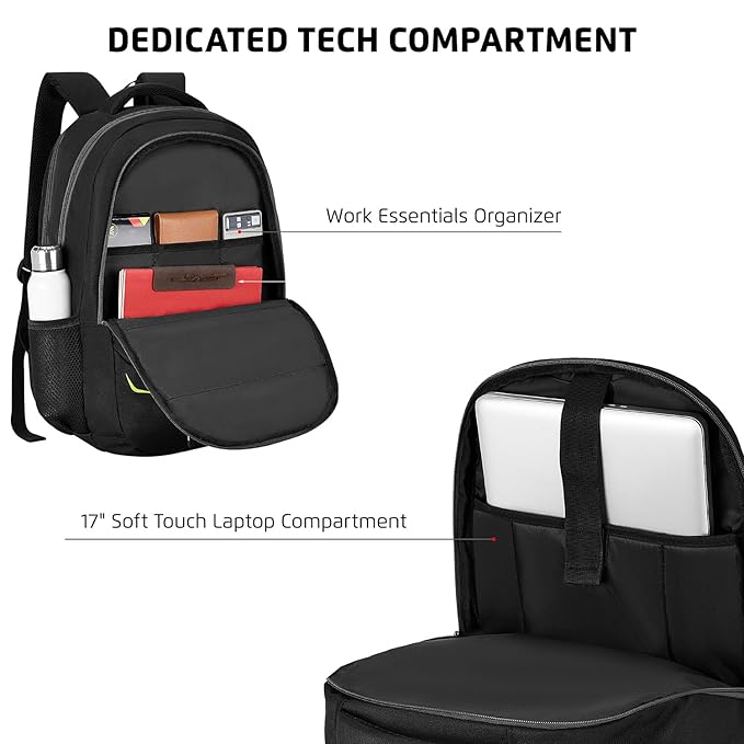 Safari Omega Pro Laptop Backpack With Raincover, 3 Compartments, Bottle Holder, Organizer, Unisex Bag For Boys & Girls, School/College/Office/Travel Bag, Color- Black, 35L