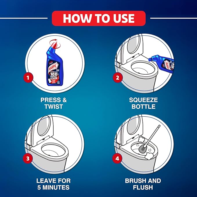 Harpic Power Plus Toilet Cleaner Original | Kills 99.9% Germs | Tough Stain Remover | 1L