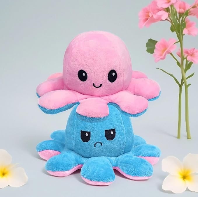 Octopus Plushie Reversible Stuffed Plush Teddy Bear Soft Toy |Ideal for Birthdays & Special Occasions Girls/Boys, Baby Kids (17Cm)