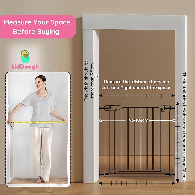 Baby Safety Gate - (96-103cms Adjustable Width Coverage)
