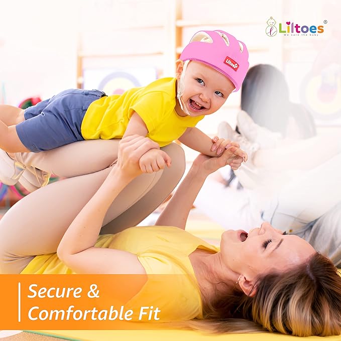 Baby Head Protector for Safety of Kids 6M to 3 Years- Baby Safety Helmet with Proper Air Ventilation & Corner Guard Protection + Baby Kneepads for Crawling Pink