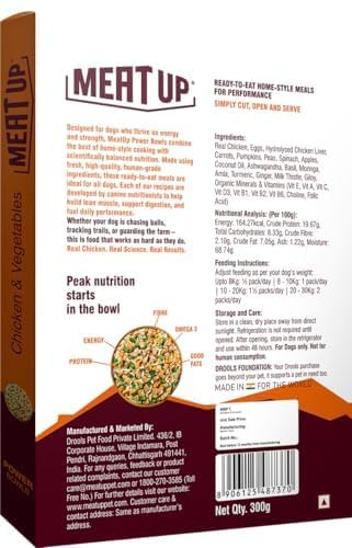 Fresh Dog Food Chicken & Vegetables 300g | High Protein, 65% Real Chicken, 35% Fruits & Veggies | No Preservatives | Ready to Serve | Single-Serve Meal