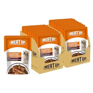 Puppy Wet Dog Food (8 x 70g) 560g + 560g Free, Total 1.12kg | Real Chicken in Gravy | Supports Digestion | Boosts Vitality | Complete & Balanced Meal