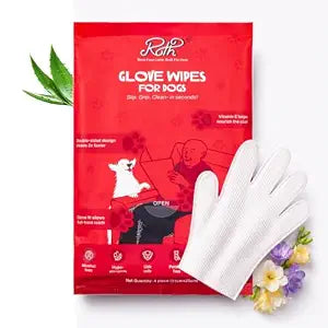 Dog Grooming Gloves Wipes | Disposable Pet Cleaning Gloves for Coat Care Between Baths | Aloe Vera & Vitamin E | Floral Fragrance | 4 pc