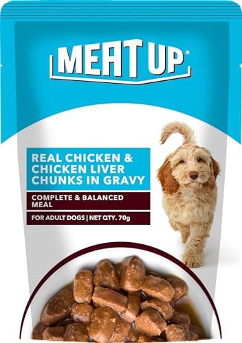 Adult Wet Dog Food (8 x 70g) 560g + 560g (Free) 1120g| Real Chicken in Gravy | Healthy Digestion | Promotes Health & Vitality | Complete and Balanced Meal