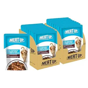 Adult Wet Dog Food (8 x 70g) 560g + 560g (Free) 1120g| Real Chicken in Gravy | Healthy Digestion | Promotes Health & Vitality | Complete and Balanced Meal