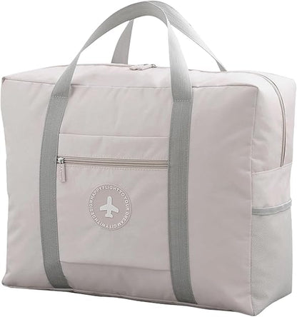 Be Unique Travel Bags for Luggage Spacious with Pockets Foldable Weekender Zipper Duffle Bag, Stylish Handbag Carry on Trolley Bag Waterproof (44 x 18 x 35 cm) (Beige)