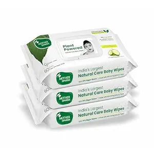 Mother Sparsh Natural Care Water Baby Wipes with Lid | 100% Plant Made Fabric From Forest Land | Fresh+Cleanse (with Cucumber) Plant Powered Wet Wipes For...