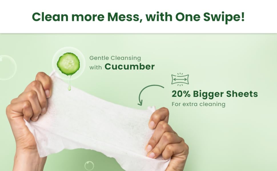 Mother Sparsh Natural Care Water Baby Wipes with Lid | 100% Plant Made Fabric From Forest Land | Fresh+Cleanse (with Cucumber) Plant Powered Wet Wipes For...