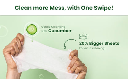Mother Sparsh Natural Care Water Baby Wipes with Lid | 100% Plant Made Fabric From Forest Land | Fresh+Cleanse (with Cucumber) Plant Powered Wet Wipes For...
