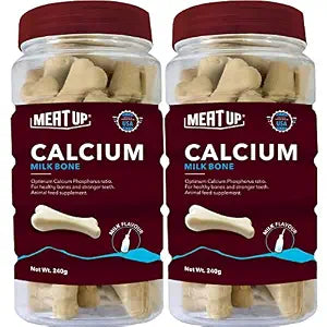Calcium Bone Supplement Dog Treats (240g + 240g) 480g | Pack of 30 Pieces | Supports Strong Gums & Jaws | Helps Maintain Clean Teeth | 100% Digestible & Safe
