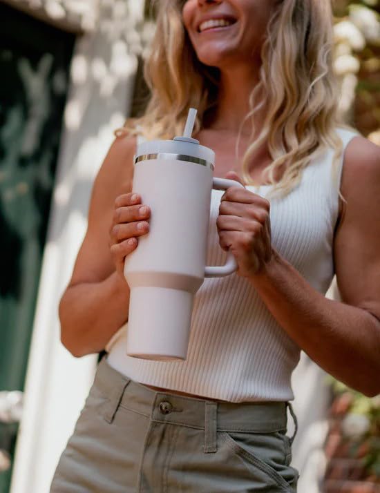 40 oz Insulated Stainless Steel Tumbler with Handle & Straw | Double Wall Vacuum Travel Mug | US Supar Market