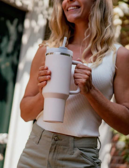 40 oz Insulated Stainless Steel Tumbler with Handle & Straw | Double Wall Vacuum Travel Mug | US Supar Market