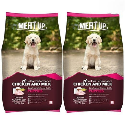 Puppy Dry Dog Food 6kg (3kg + 3kg Free) | Chicken & Milk Flavour | Supports Brain & Nervous System Development | Maintains Digestive Health | Enriched with Vitamins & Minerals