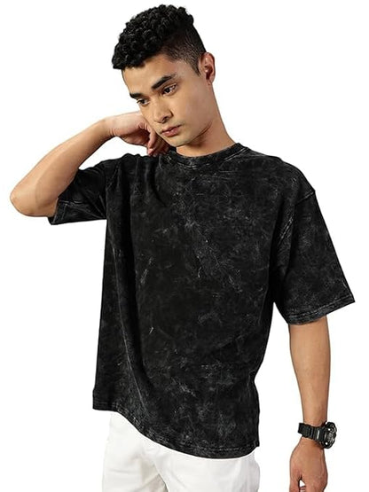 Men's Acid Wash Vintage Oversized T-Shirt | HOPE Skeleton Hand Back Print Heavyweight Cotton Streetwear Tee