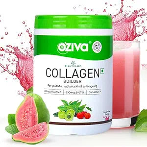 OZiva Vegan Collagen (Guava Glow) for Skin, Hair & Nails | Plant-Based Collagen Peptides Supplement for Men & Women | Non-GMO, No Sugar Added