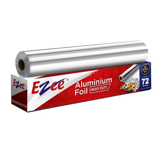 Ezee Silver Aluminium Foil | 72 Meters | 14 Microns | Heavy Duty Food Wrapping Foil | Cooking, Baking & Packing