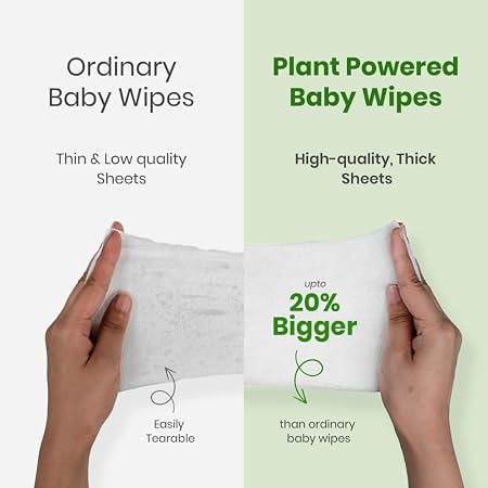 Mother Sparsh Natural Care Water Baby Wipes with Lid | 100% Plant Made Fabric From Forest Land | Fresh+Cleanse (with Cucumber) Plant Powered Wet Wipes For...