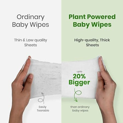 Mother Sparsh Natural Care Water Baby Wipes with Lid | 100% Plant Made Fabric From Forest Land | Fresh+Cleanse (with Cucumber) Plant Powered Wet Wipes For...