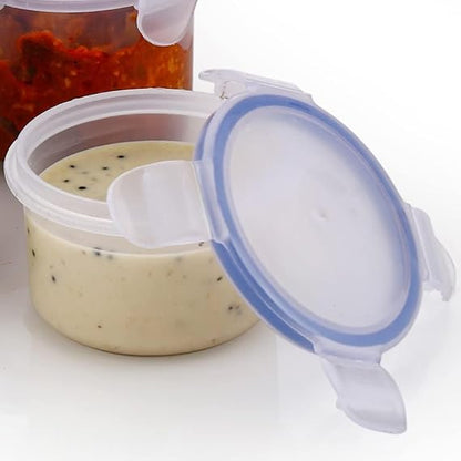 Plastic Airtight Round Food Storage Containers | Leak-Proof Locking Lid | BPA-Free | 5-Piece Set (110ml–500ml)