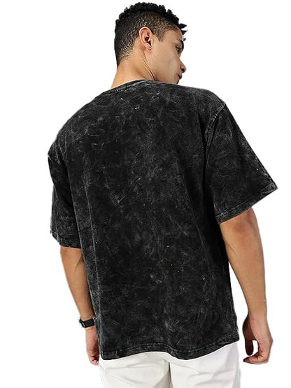 Men's Acid Wash Vintage Oversized T-Shirt | HIGH Sunset Sky Print Heavyweight Cotton Streetwear Tee