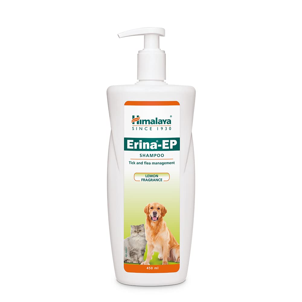 Erina-EP Shampoo | 450 ml | Tick & Flea Control for Dogs & Cats | With Neem & Eucalyptus for Skin Health & Hygiene