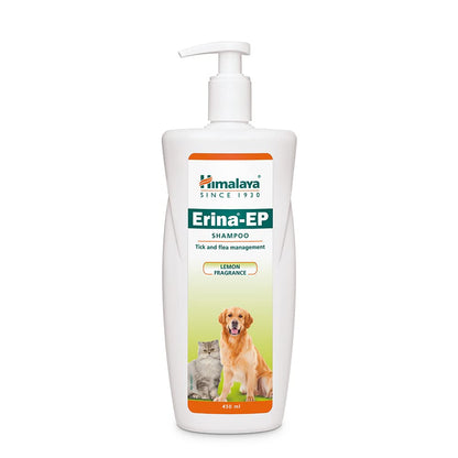 Erina-EP Shampoo | 450 ml | Tick & Flea Control for Dogs & Cats | With Neem & Eucalyptus for Skin Health & Hygiene