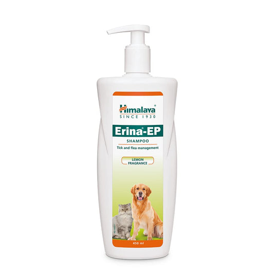 Erina-EP Shampoo | 450 ml | Tick & Flea Control for Dogs & Cats | With Neem & Eucalyptus for Skin Health & Hygiene