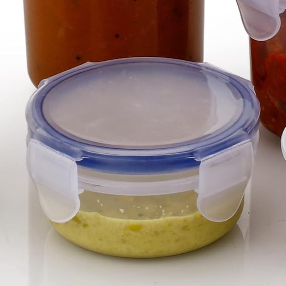 Plastic Airtight Round Food Storage Containers | Leak-Proof Locking Lid | BPA-Free | 5-Piece Set (110ml–500ml)