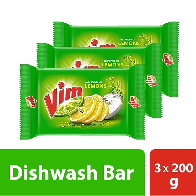 Vim Dishwash Bar Lemon | Powerful Grease Remover | 300g (Pack of 3)