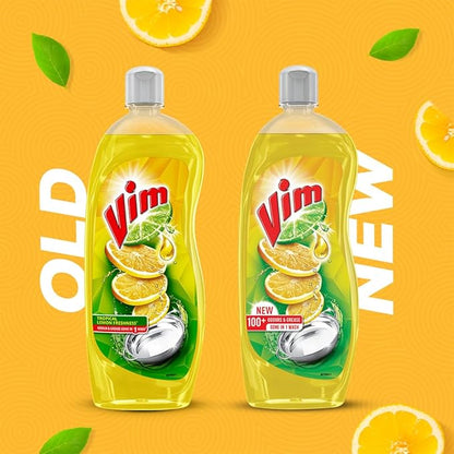 Vim Dishwash Liquid Gel Lemon | Tough Grease Remover | Refreshing Lemon Fragrance | 750ml