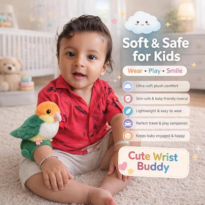 Plush Bird Wristband Toy for Kids | Soft Stuffed Animal Slap Band Bracelet | Cute Baby Soft Toy Wrap Wristband for Boys & Girls | Mini Colorful Plush Gift for Kids