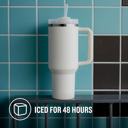 40 oz Insulated Stainless Steel Tumbler with Handle & Straw | Double Wall Vacuum Travel Mug | US Supar Market