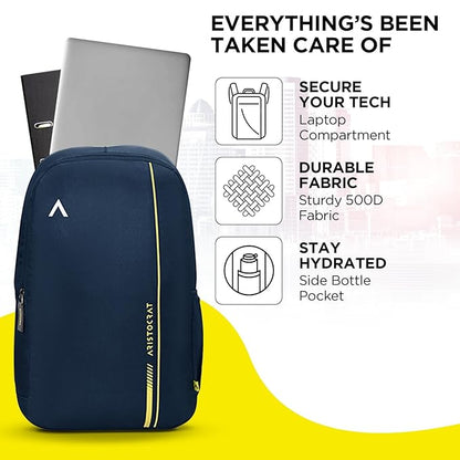 15L Laptop Backpack for Men & Women with Bottle Pocket | Padded Shoulder Straps, Multi Compartments | Travel & College Bag | Dark Blue