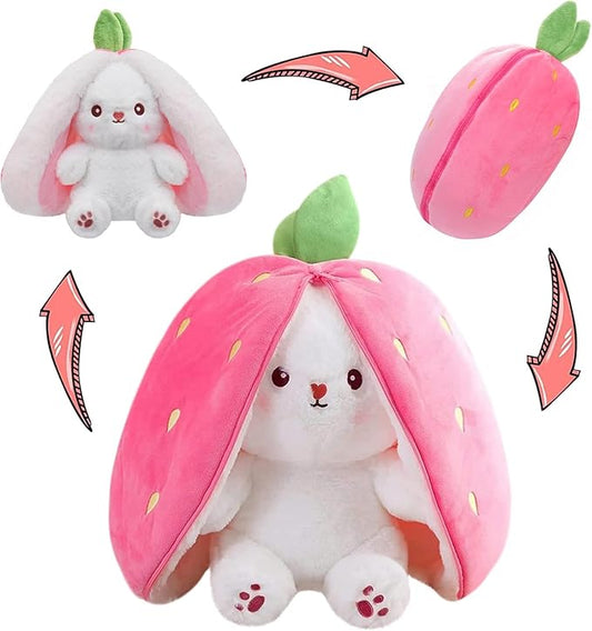 Reversible Bunny Rabbit with Chain Stuffed Plush Animal | Teddy Bear Soft Toy |Ideal for Birthdays & Special Occasions Girls/Boys, Baby Kids -Pink, 30Cm