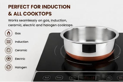 Stainless Steel Bowl Set with Airtight Lids | Heavy-Duty Mixing & Serving Bowls | Mirror Finish | 5-Piece Set