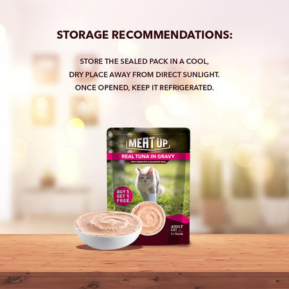 Adult Cat Wet Food (50g x 8), 400g + 400g | Real Tuna in Gravy | Supports Heart & Vision Health | Strong Bones & Teeth | Natural Flavours | Organic Minerals & Vitamins