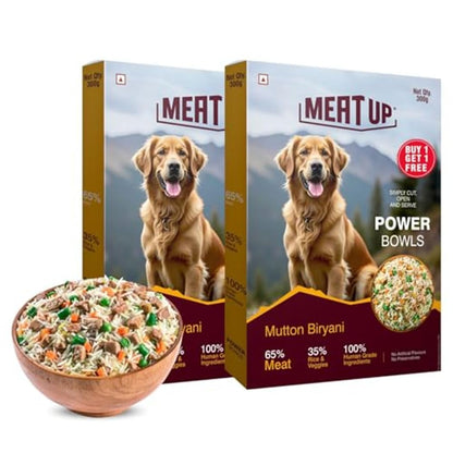 Fresh Dog Food Mutton Biryani (300g + 300g) 600g | High Protein, 65% Real Meat, 35% Rice & Veggies | No Preservatives | Ready to Serve | All Breeds | Single-Serve Meal