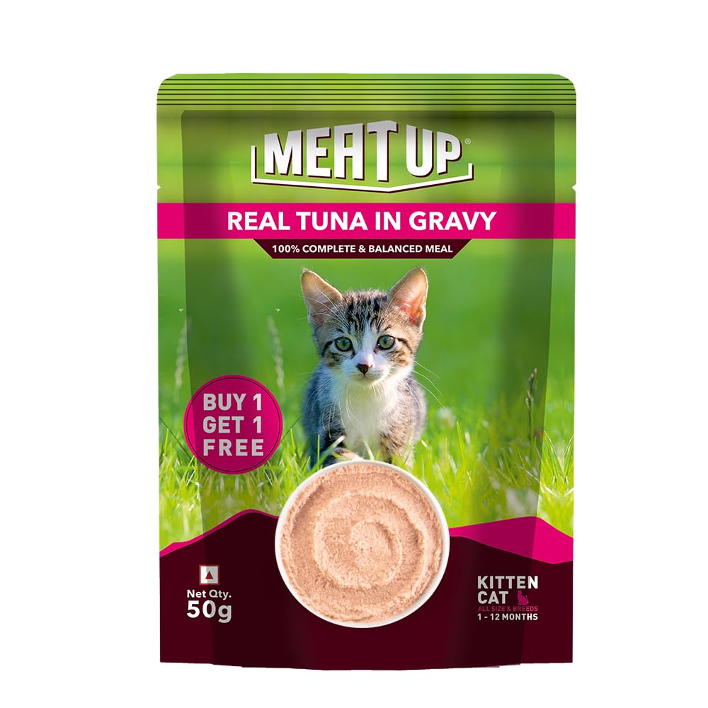 Kitten Cat Wet Food (50g x 8), 400gm + 400gm | Real Tuna in Gravy | Supports Heart & Vision Health | Strong Bones & Teeth | Natural Flavours | Organic Minerals & Vitamins