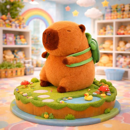Capybara Soft Toy with Turtle Backpack – 20cm Cute Stuffed Animal Doll for Kids & Toddlers | Snuggle Toy | Gift & Décor