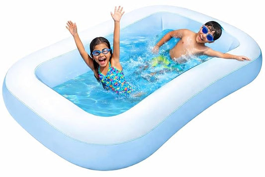 𝟓.𝟓 𝐅𝐞𝐞𝐭 Rectangular Inflatable Pool for Kids Full-Sized Bathing Tub for Boys & Girls 1–7 Years Indoor Outdoor Use Garden, Summer Party Pools (Blue, Pump Not Included) 𝐋𝐢𝐦𝐢𝐭𝐞𝐝