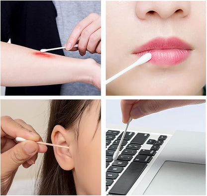 Premium Cotton Swabs (100 Pcs) | Soft Double-Tipped Cotton Buds for Ear Cleaning, Makeup & Daily Hygiene