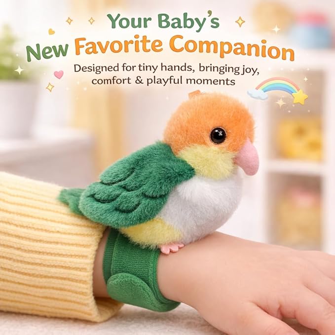 Plush Bird Wristband Toy for Kids | Soft Stuffed Animal Slap Band Bracelet | Cute Baby Soft Toy Wrap Wristband for Boys & Girls | Mini Colorful Plush Gift for Kids
