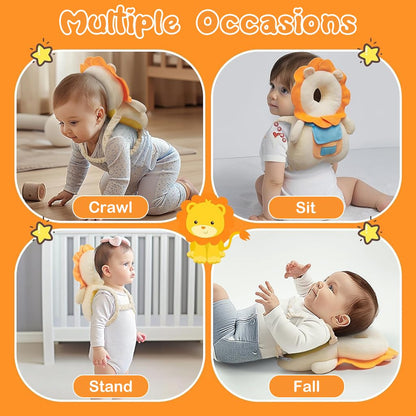 Baby Head Protector Cute Soft Cotton Cushioning Baby Head Protector Backpack Built in Squeeze Sound Toy Toddler Head Safety Backpack for Walking, 20x30cm