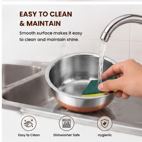 Stainless Steel Bowl Set with Airtight Lids | Heavy-Duty Mixing & Serving Bowls | Mirror Finish | 5-Piece Set