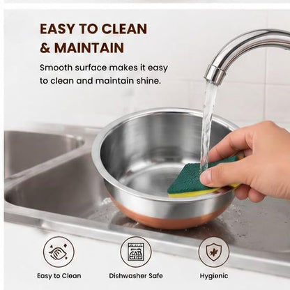 Stainless Steel Bowl Set with Airtight Lids | Heavy-Duty Mixing & Serving Bowls | Mirror Finish | 5-Piece Set