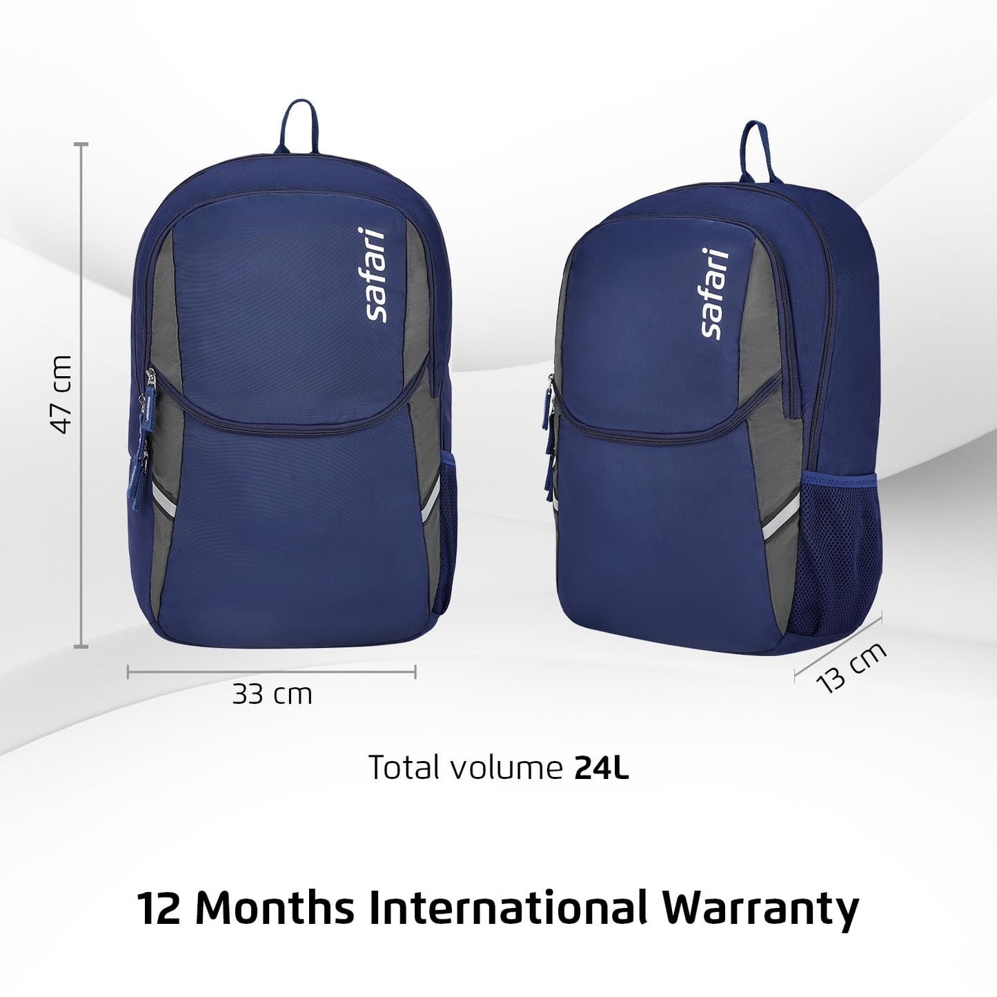 Click to see full view Safari Nudge Laptop Backpack for men & women, school bag for boys and girls, college bag, office bag, travel bag, 3 compartments, Bottle holder, Front pocket, Color Blue