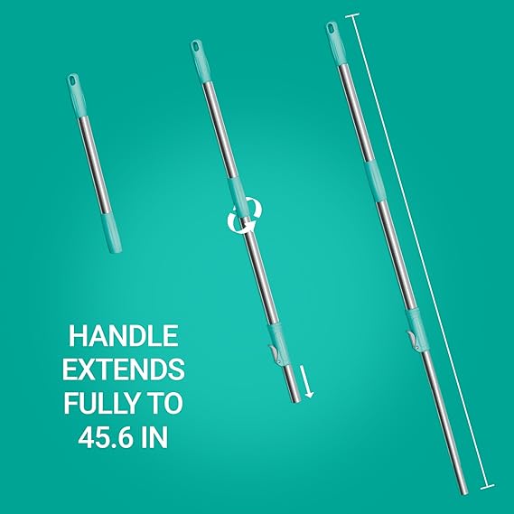 Spotzero by Milton Prime Stainless Steel Wringer Spin Mop | 360° Floor Cleaning System | 2 Microfiber Refills | Aqua Green